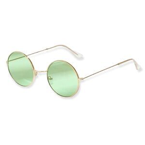 🆕Green Tinted Round Lens Gold Frame Sunglasses